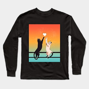 Love's In The Air Cute Cats Reaching Out Art Long Sleeve T-Shirt